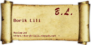 Borik Lili névjegykártya